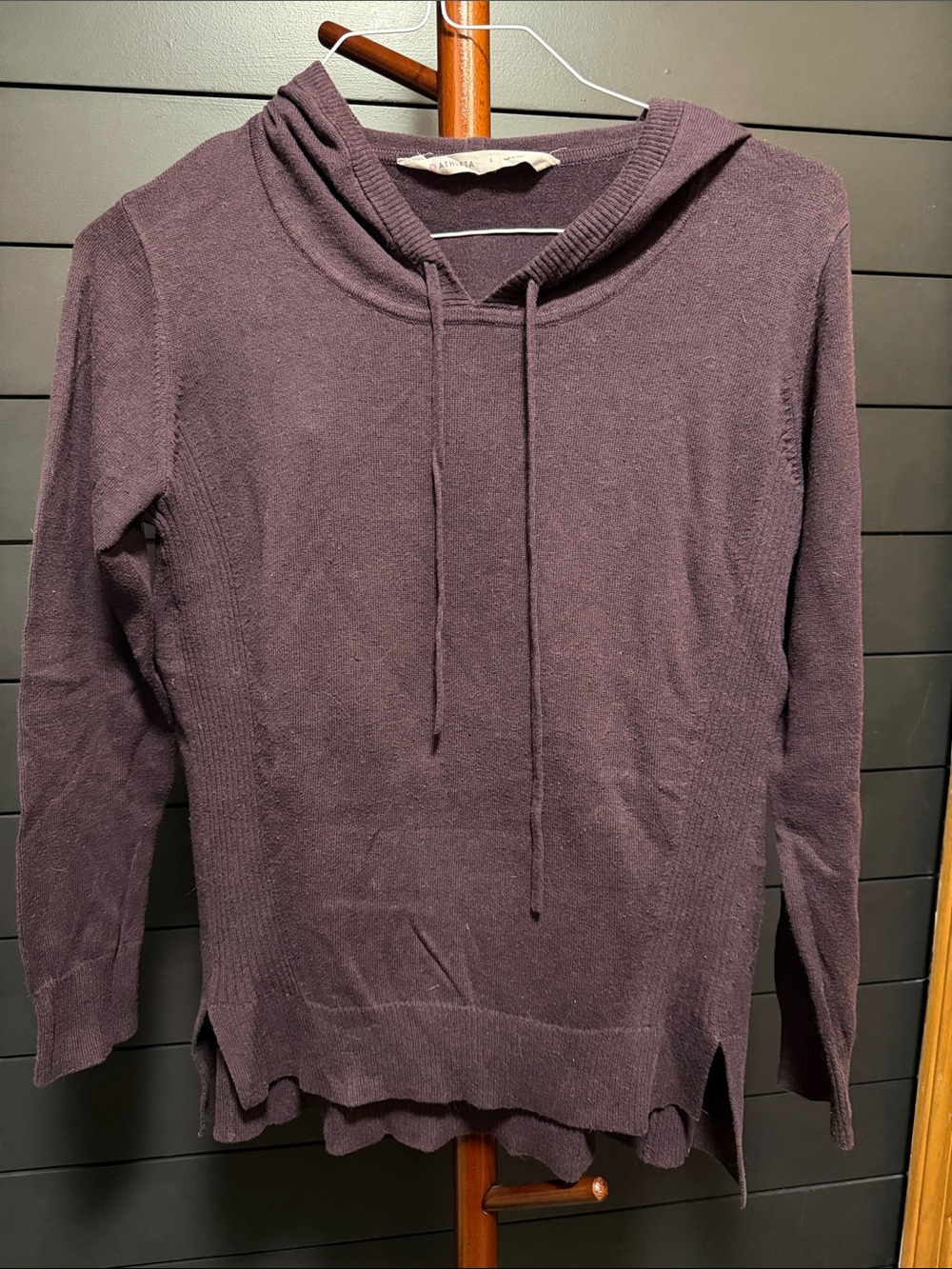 Athleta Plum Hooded Knit Sweater